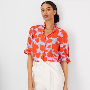 Ann Taylor Ruffle Button Top